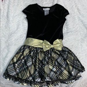 Black and gold velour Christmas dress, size 5